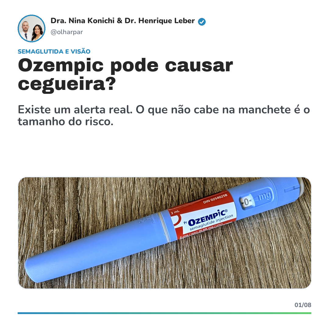 Capa aprovada do carrossel sobre Ozempic, risco ocular e contexto